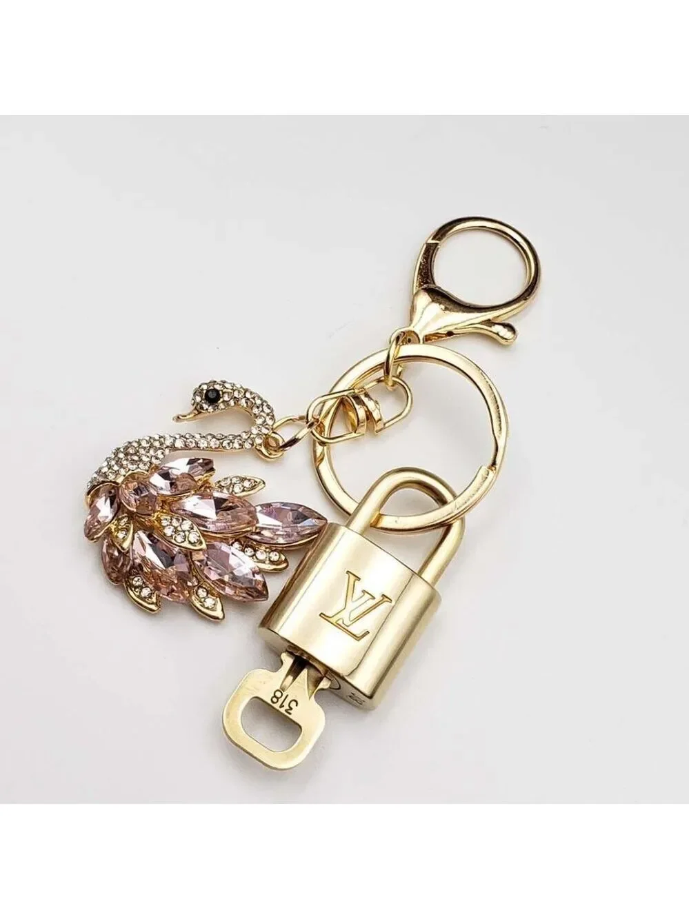 Louis Vuitton Gold Padlock 🔑 Authentic LV Unbranded Swan Keychain Bag Charm